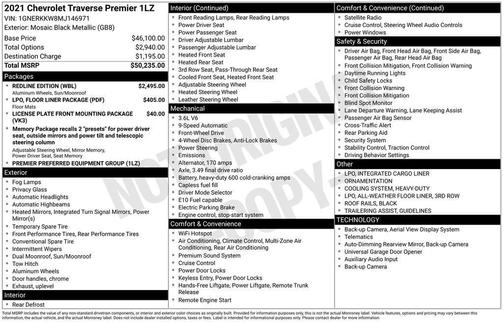Black 2021 Chevrolet Traverse Premier