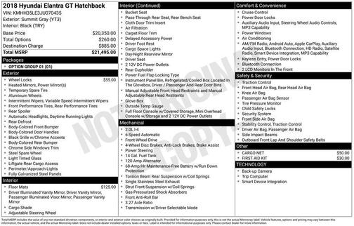 White 2018 Hyundai Elantra GT Base