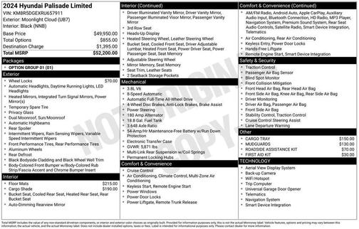 White 2024 Hyundai PALISADE Limited
