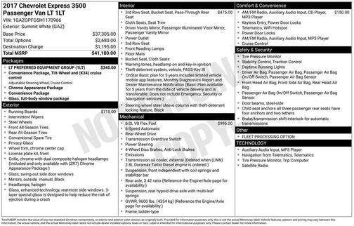 White 2017 Chevrolet Express 3500 LT