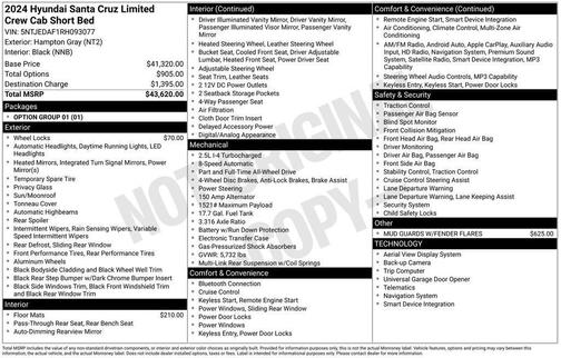 Gray 2024 Hyundai SANTA CRUZ 2.5T Limited
