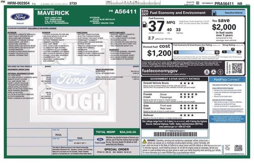 Blue 2023 Ford Maverick Lariat