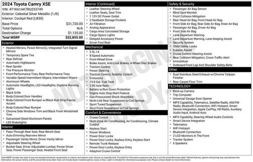 Silver 2024 Toyota Camry XSE