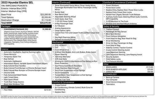 Blue 2023 Hyundai ELANTRA SEL