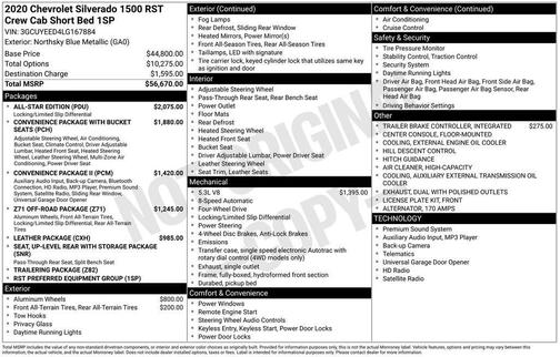 Blue 2020 Chevrolet Silverado 1500 RST