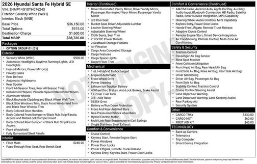 2026 Hyundai SANTA FE HEV SE