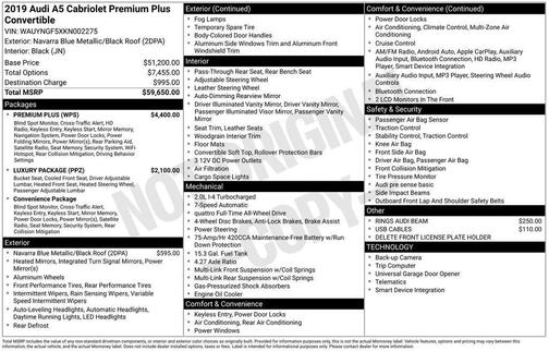 Navarra Blue Metallic w/ Black Roof 2019 Audi A5 2.0T Premium Plus