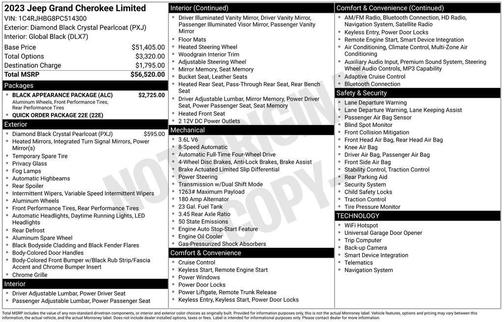 Black 2023 Jeep Grand Cherokee Limited