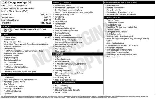 Red 2013 Dodge Avenger SE