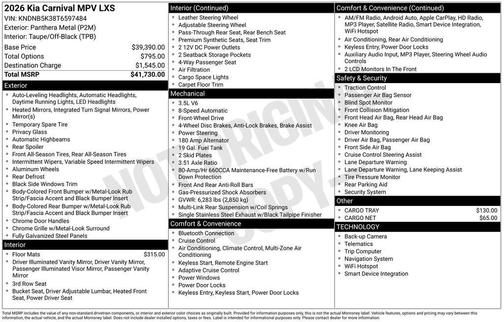 Metal 2026 Kia Carnival LXS