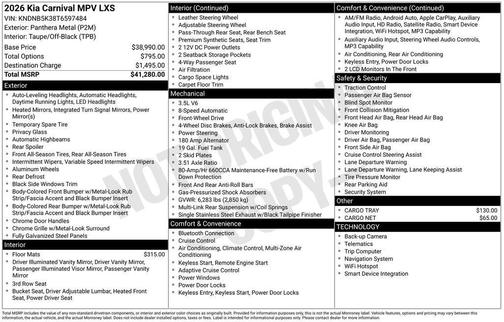 2026 Kia Carnival LXS