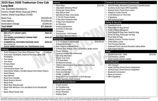 White 2025 RAM 3500 Tradesman