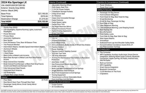 Gray 2024 Kia Sportage LX