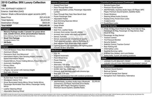 Gold 2010 Cadillac SRX Luxury Collection