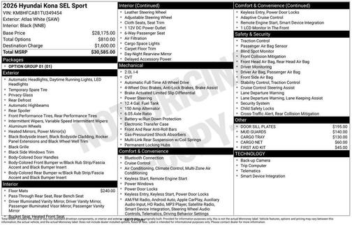 2026 Hyundai KONA SEL Sport