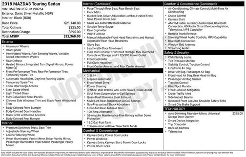 Sonic Silver Metallic 2018 Mazda Mazda3 Touring