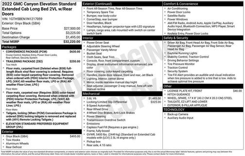 Black 2022 GMC Canyon Elevation Standard