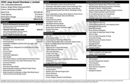 White 2025 Jeep Grand Cherokee L Limited