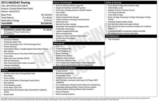 Crystal White Pearl 2012 Mazda Mazda5 Touring