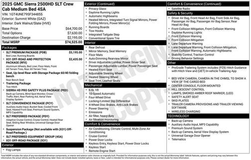 White 2025 GMC Sierra 2500 SLT
