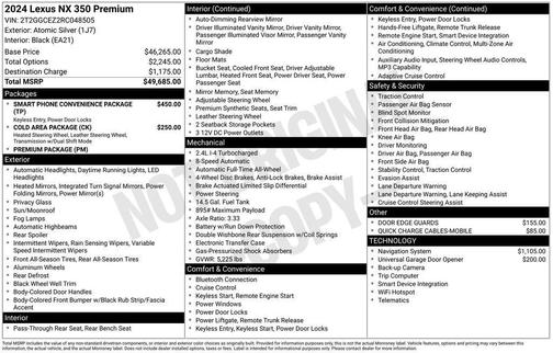 Silver 2024 Lexus NX 350 Premium