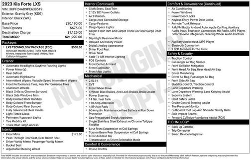 Gray 2023 Kia Forte LXS