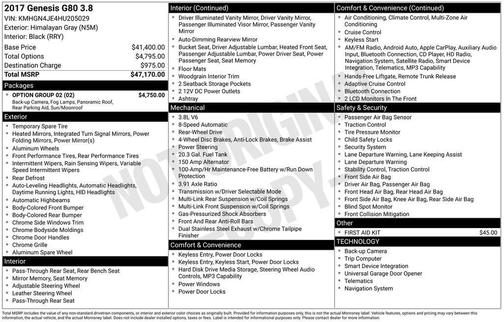 2017 Genesis G80 3.8