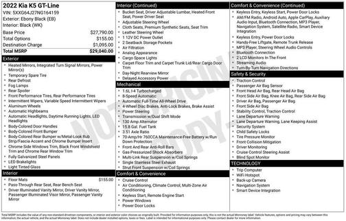 Black 2022 Kia K5 GT-Line