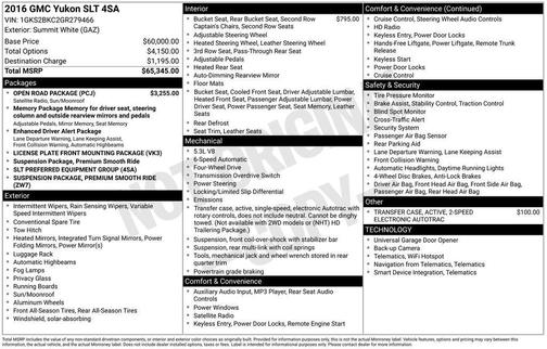 White 2016 GMC Yukon SLT