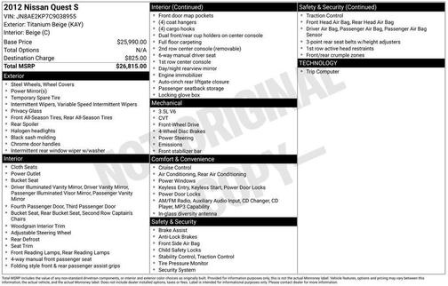 Titanium Beige 2012 Nissan Quest S