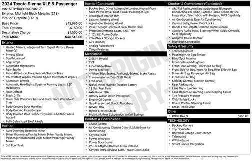 Black 2024 Toyota Sienna XLE