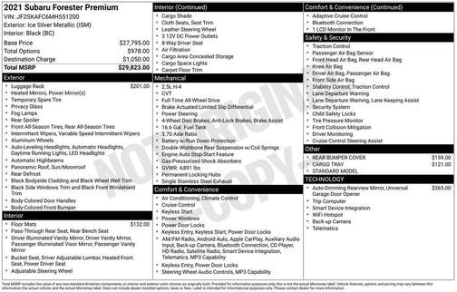 Ice Silver Metallic 2021 Subaru Forester Premium