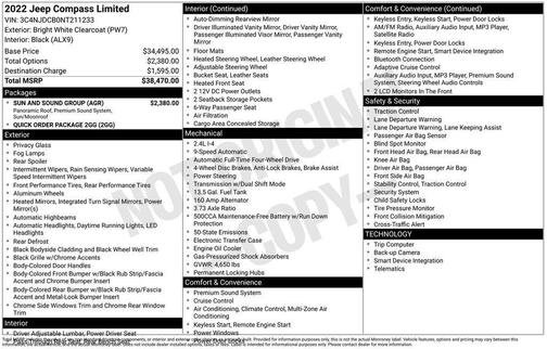 White 2022 Jeep Compass Limited