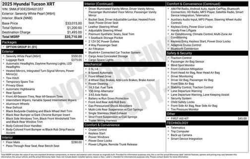 White 2025 Hyundai TUCSON XRT