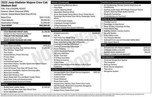 Black 2022 Jeep Gladiator Mojave