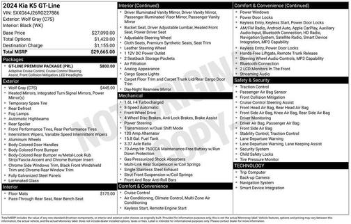 Gray 2024 Kia K5 GT-Line