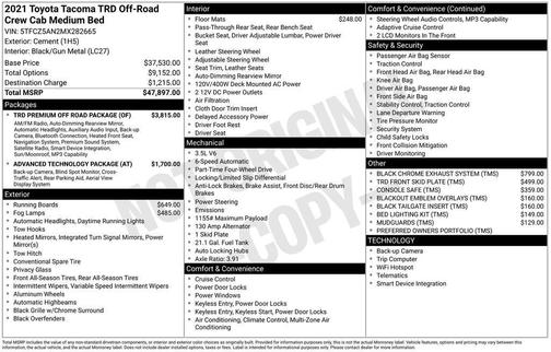 Black 2021 Toyota Tacoma TRD Off Road
