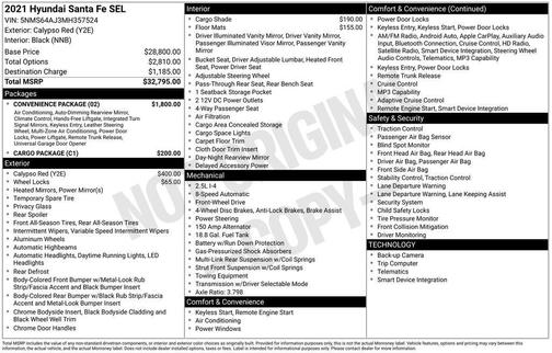 Red 2021 Hyundai SANTA FE SEL