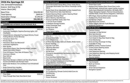 Wolf Gray 2026 Kia Sportage SX