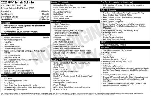 Red 2023 GMC Terrain SLT