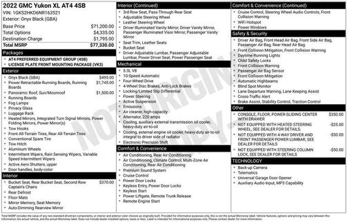 Black 2022 GMC Yukon XL AT4