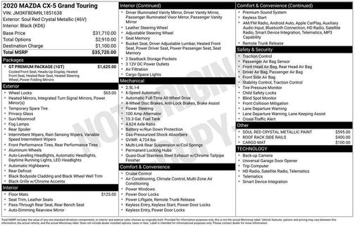 Soul Red Crystal Metallic 2020 Mazda CX-5 Grand Touring
