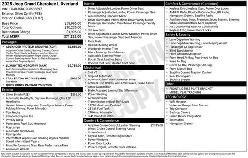 2025 Jeep Grand Cherokee L Overland