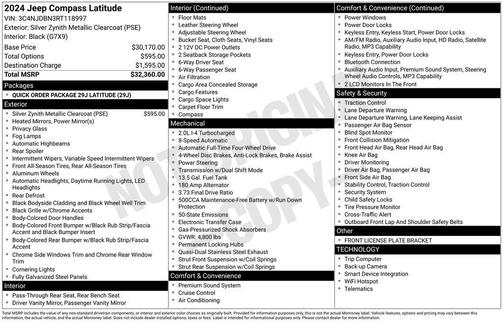Silver 2024 Jeep Compass Latitude