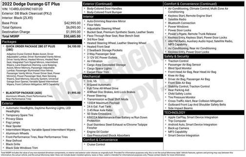 Black 2022 Dodge Durango GT