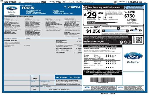 Black 2017 Ford Focus SEL