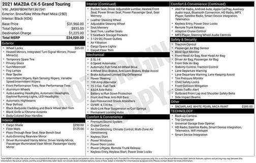 Snowflake White Pearl 2021 Mazda CX-5 Grand Touring