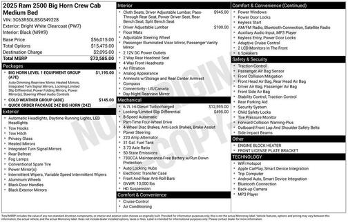 White 2025 RAM 2500 Big Horn