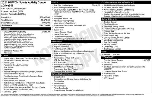 Black 2021 BMW X4 xDrive30i
