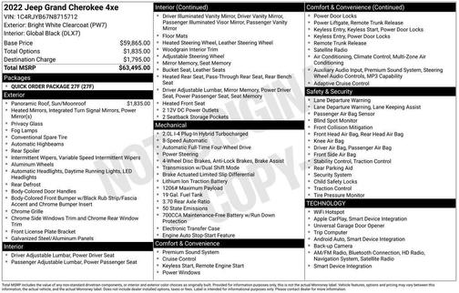 White 2022 Jeep Grand Cherokee 4xe Base
